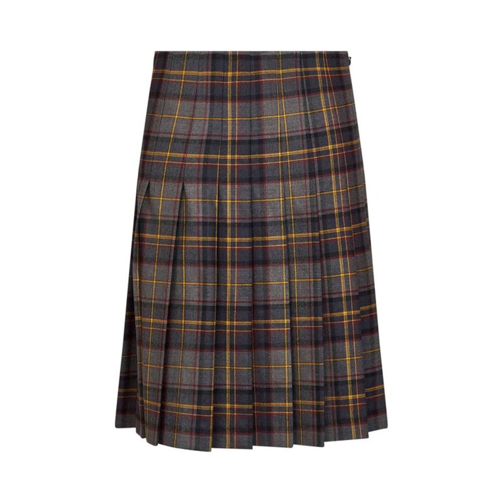 Etro Women Grey Stretch Wool Plaid Pleated Short Skirt